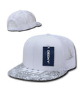 Decky Stylish Bandana Print Flat Bill Trucker 6 Panel Hats Caps Snapback Unisex-White/White-