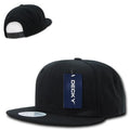 Decky Trendy Flat Bill Snapback Baseball 6 Panel Caps Hats Unisex-350-351-BLACK-