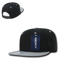 Decky Trendy Flat Bill Snapback Baseball 6 Panel Caps Hats Unisex-350-351-BLACK / GREY-