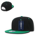 Decky Trendy Flat Bill Snapback Baseball 6 Panel Caps Hats Unisex-350-351-BLACK / KELLY GREEN-