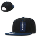 Decky Trendy Flat Bill Snapback Baseball 6 Panel Caps Hats Unisex-350-351-BLACK / NAVY-