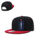Decky Trendy Flat Bill Snapback Baseball 6 Panel Caps Hats Unisex-350-351-BLACK / RED-