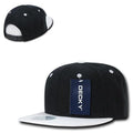Decky Trendy Flat Bill Snapback Baseball 6 Panel Caps Hats Unisex-350-351-BLACK / WHITE-