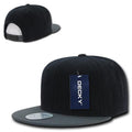 Decky Trendy Flat Bill Snapback Baseball 6 Panel Caps Hats Unisex-350-351-BLACK/CHARCOAL-