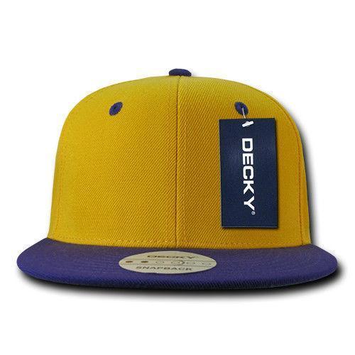 Decky Trendy Flat Bill Snapback Baseball 6 Panel Caps Hats Unisex-350-351-BLACK-