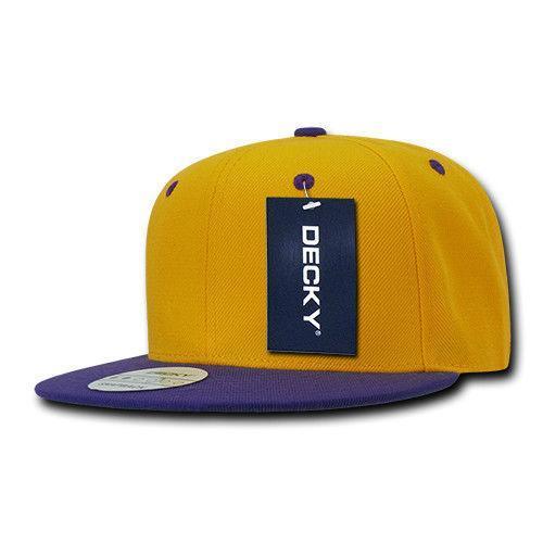 Decky Trendy Flat Bill Snapback Baseball 6 Panel Caps Hats Unisex-350-351-BLACK-