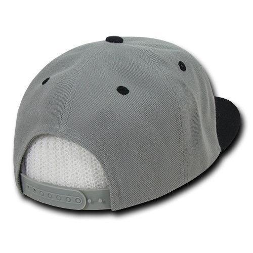 Decky Trendy Flat Bill Snapback Baseball 6 Panel Caps Hats Unisex-350-351-BLACK-