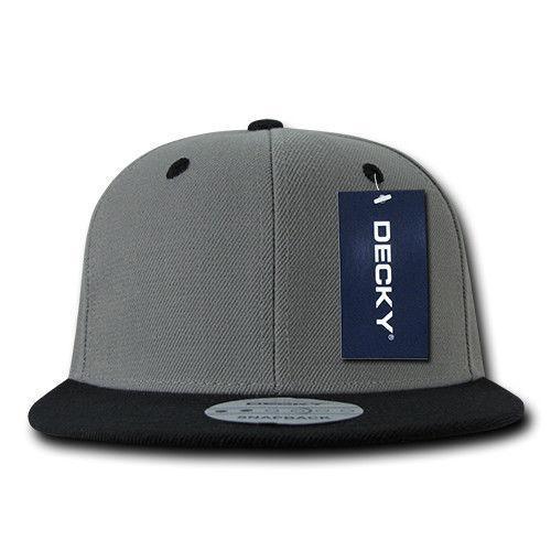 Decky Trendy Flat Bill Snapback Baseball 6 Panel Caps Hats Unisex-350-351-BLACK-