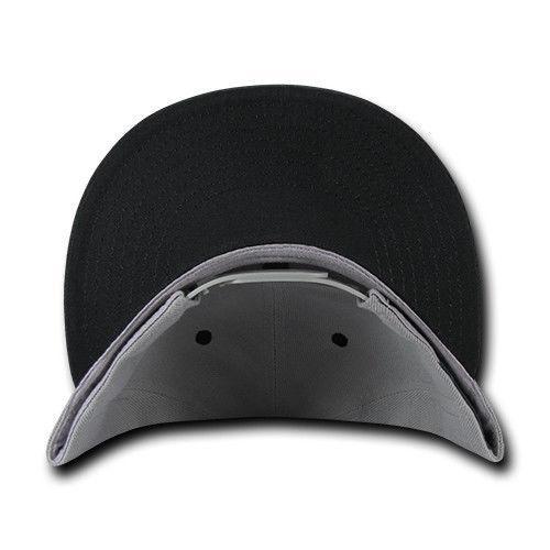 Decky Trendy Flat Bill Snapback Baseball 6 Panel Caps Hats Unisex-350-351-BLACK-