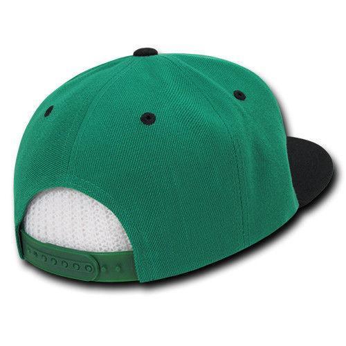 Decky Trendy Flat Bill Snapback Baseball 6 Panel Caps Hats Unisex-350-351-BLACK-