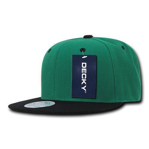 Decky Trendy Flat Bill Snapback Baseball 6 Panel Caps Hats Unisex-350-351-BLACK-
