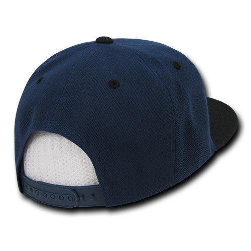 Decky Trendy Flat Bill Snapback Baseball 6 Panel Caps Hats Unisex-350-351-BLACK-