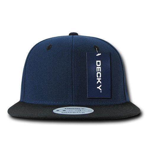 Decky Trendy Flat Bill Snapback Baseball 6 Panel Caps Hats Unisex-350-351-BLACK-