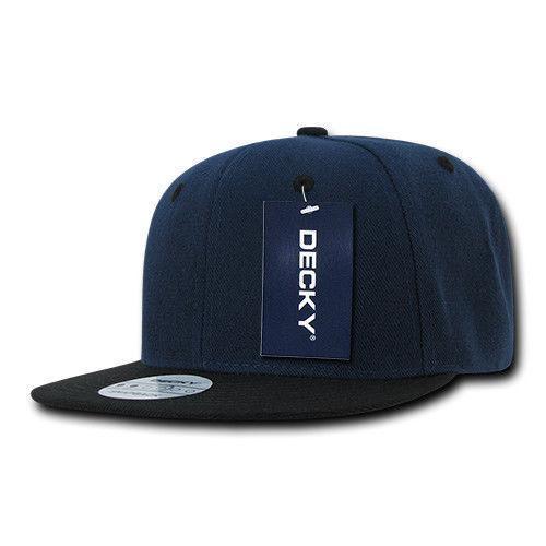 Decky Trendy Flat Bill Snapback Baseball 6 Panel Caps Hats Unisex-350-351-BLACK-