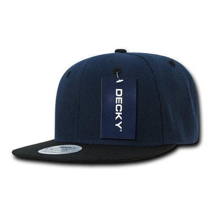 Decky Trendy Flat Bill Snapback Baseball 6 Panel Caps Hats Unisex-350-351-BLACK-