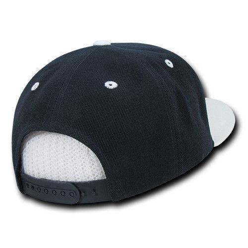 Decky Trendy Flat Bill Snapback Baseball 6 Panel Caps Hats Unisex-350-351-BLACK-