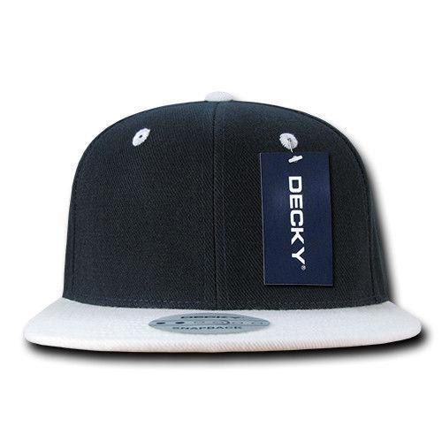 Decky Trendy Flat Bill Snapback Baseball 6 Panel Caps Hats Unisex-350-351-BLACK-