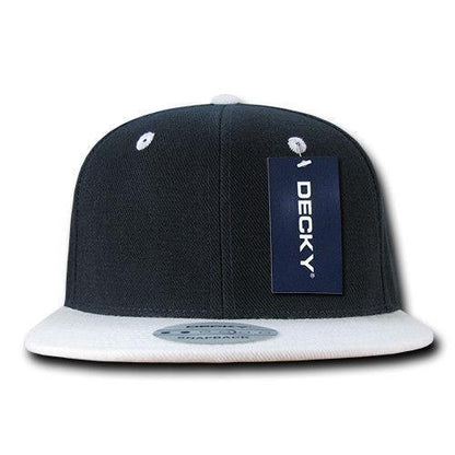 Decky Trendy Flat Bill Snapback Baseball 6 Panel Caps Hats Unisex-350-351-BLACK-