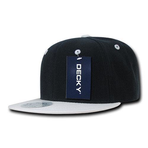 Decky Trendy Flat Bill Snapback Baseball 6 Panel Caps Hats Unisex-350-351-BLACK-