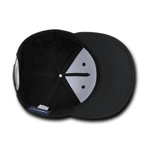 Decky Trendy Flat Bill Snapback Baseball 6 Panel Caps Hats Unisex-350-351-BLACK-