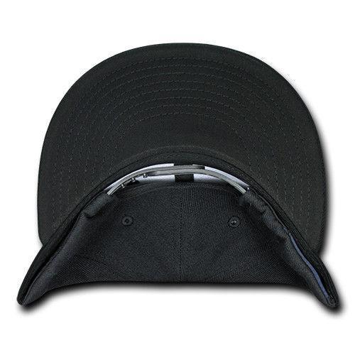 Decky Trendy Flat Bill Snapback Baseball 6 Panel Caps Hats Unisex-350-351-BLACK-