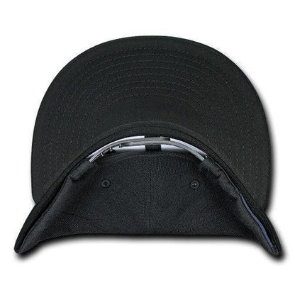 Decky Trendy Flat Bill Snapback Baseball 6 Panel Caps Hats Unisex-350-351-BLACK-