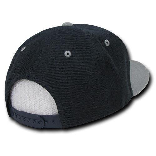 Decky Trendy Flat Bill Snapback Baseball 6 Panel Caps Hats Unisex-350-351-BLACK-