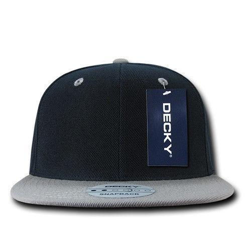 Decky Trendy Flat Bill Snapback Baseball 6 Panel Caps Hats Unisex-350-351-BLACK-