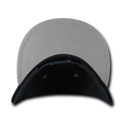 Decky Trendy Flat Bill Snapback Baseball 6 Panel Caps Hats Unisex-350-351-BLACK-