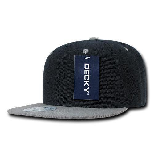 Decky Trendy Flat Bill Snapback Baseball 6 Panel Caps Hats Unisex-350-351-BLACK-