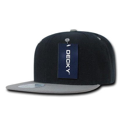 Decky Trendy Flat Bill Snapback Baseball 6 Panel Caps Hats Unisex-350-351-BLACK-