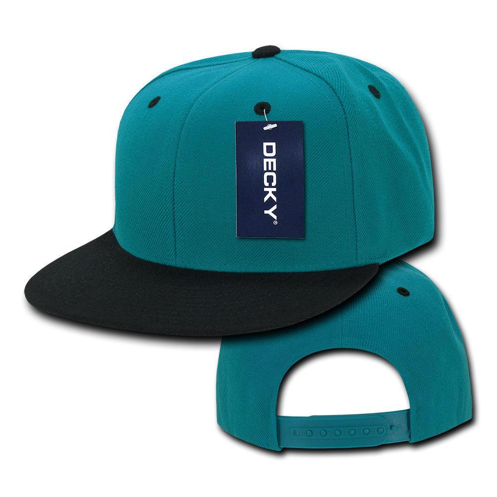 Decky Trendy Flat Bill Snapback Baseball 6 Panel Caps Hats Unisex-350-351-BLACK-