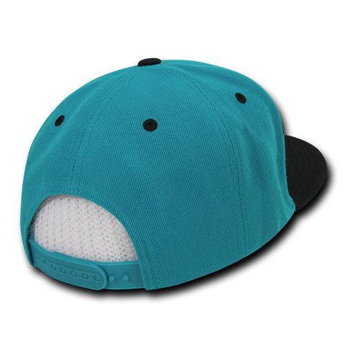 Decky Trendy Flat Bill Snapback Baseball 6 Panel Caps Hats Unisex-350-351-BLACK-