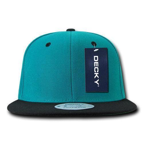 Decky Trendy Flat Bill Snapback Baseball 6 Panel Caps Hats Unisex-350-351-BLACK-