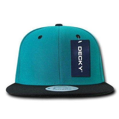 Decky Trendy Flat Bill Snapback Baseball 6 Panel Caps Hats Unisex-350-351-BLACK-
