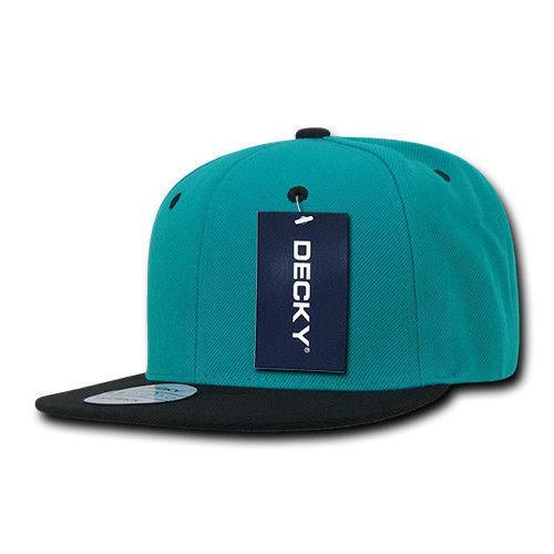 Decky Trendy Flat Bill Snapback Baseball 6 Panel Caps Hats Unisex-350-351-BLACK-