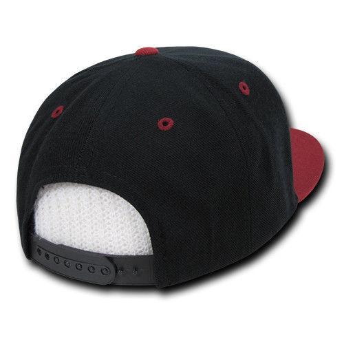Decky Trendy Flat Bill Snapback Baseball 6 Panel Caps Hats Unisex-350-351-BLACK-