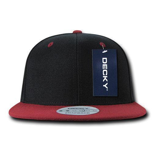 Decky Trendy Flat Bill Snapback Baseball 6 Panel Caps Hats Unisex-350-351-BLACK-