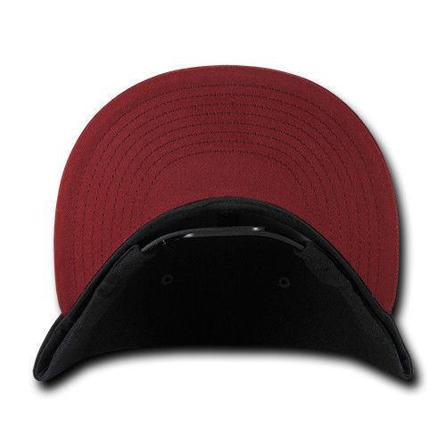 Decky Trendy Flat Bill Snapback Baseball 6 Panel Caps Hats Unisex-350-351-BLACK-