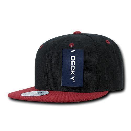 Decky Trendy Flat Bill Snapback Baseball 6 Panel Caps Hats Unisex-350-351-BLACK-