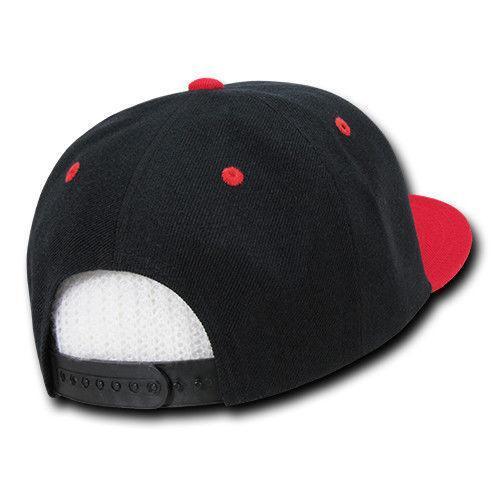 Decky Trendy Flat Bill Snapback Baseball 6 Panel Caps Hats Unisex-350-351-BLACK-