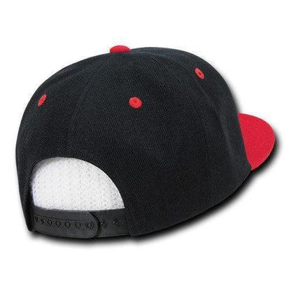 Decky Trendy Flat Bill Snapback Baseball 6 Panel Caps Hats Unisex-350-351-BLACK-