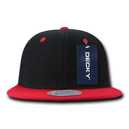 Decky Trendy Flat Bill Snapback Baseball 6 Panel Caps Hats Unisex-350-351-BLACK-