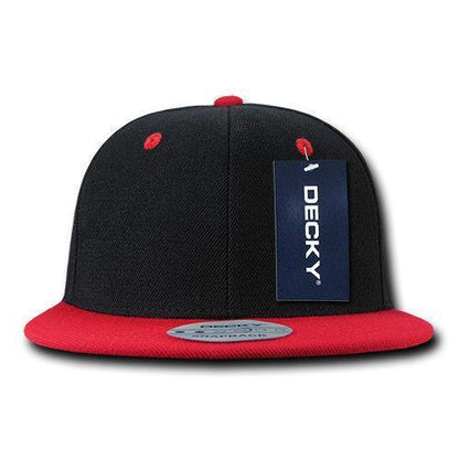 Decky Trendy Flat Bill Snapback Baseball 6 Panel Caps Hats Unisex-350-351-BLACK-