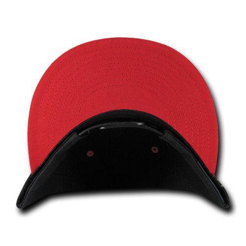 Decky Trendy Flat Bill Snapback Baseball 6 Panel Caps Hats Unisex-350-351-BLACK-