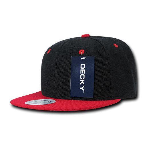 Decky Trendy Flat Bill Snapback Baseball 6 Panel Caps Hats Unisex-350-351-BLACK-
