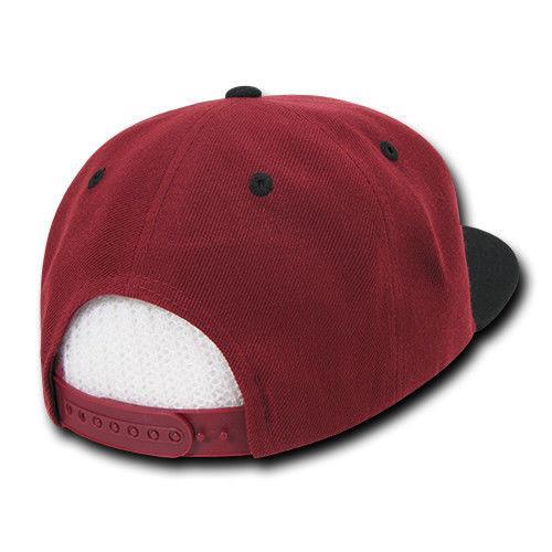 Decky Trendy Flat Bill Snapback Baseball 6 Panel Caps Hats Unisex-350-351-BLACK-