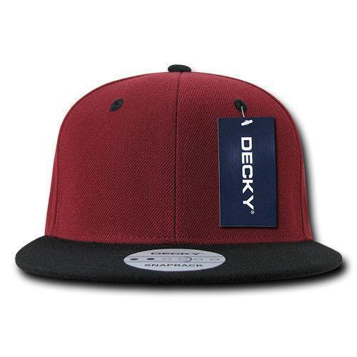 Decky Trendy Flat Bill Snapback Baseball 6 Panel Caps Hats Unisex-350-351-BLACK-