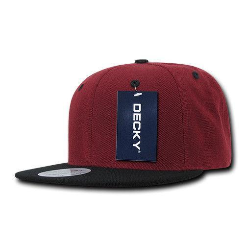 Decky Trendy Flat Bill Snapback Baseball 6 Panel Caps Hats Unisex-350-351-BLACK-