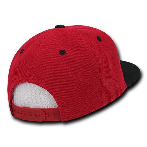 Decky Trendy Flat Bill Snapback Baseball 6 Panel Caps Hats Unisex-350-351-BLACK-